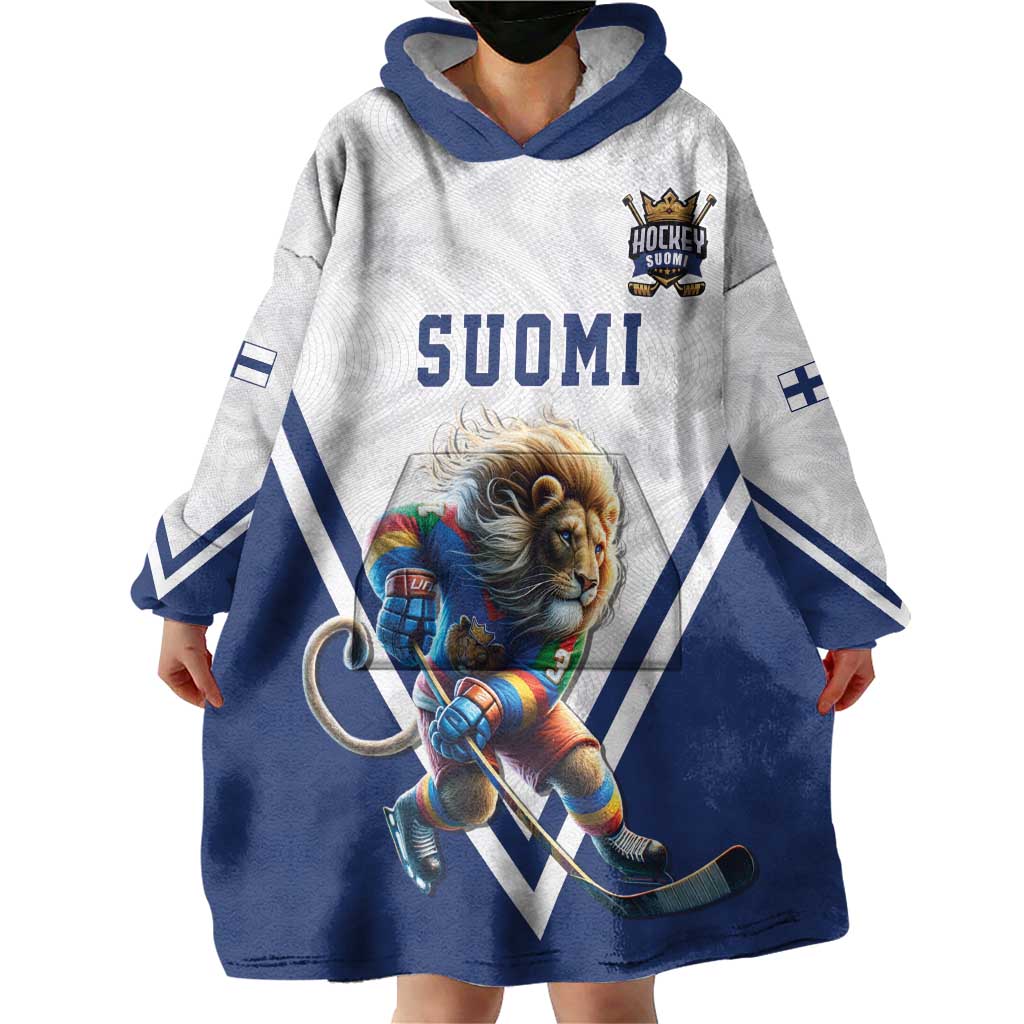 Custom Finland Ice Hockey Lion Mascot Wearable Blanket Hoodie Sporty Style Come on Leijonat