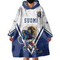 Custom Finland Ice Hockey Lion Mascot Wearable Blanket Hoodie Sporty Style Come on Leijonat