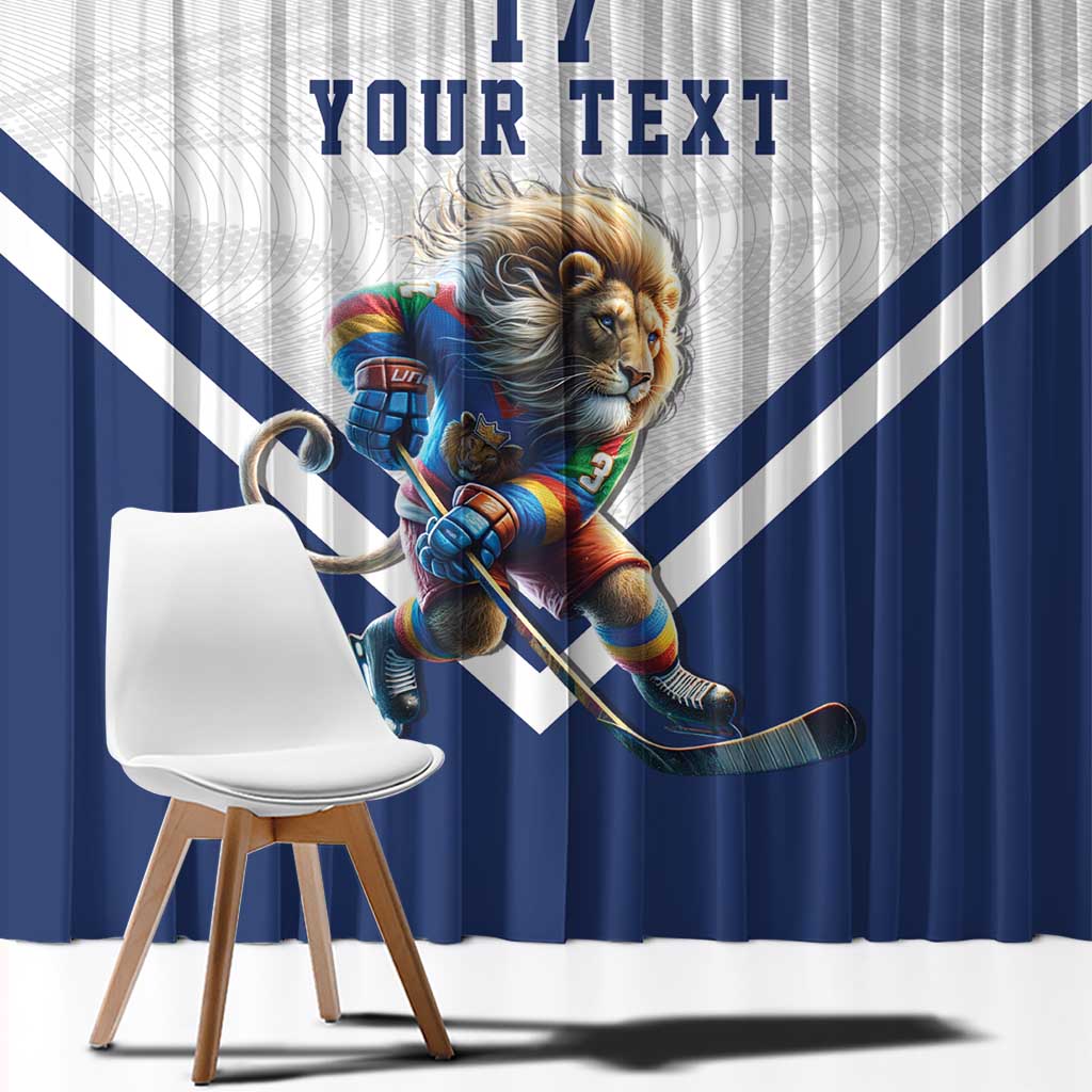 Custom Finland Ice Hockey Lion Mascot Window Curtain Sporty Style Come on Leijonat