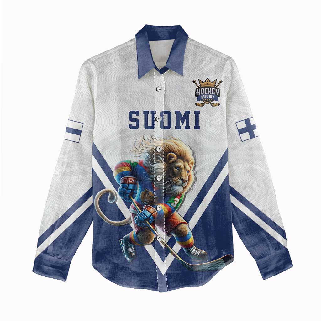 Custom Finland Ice Hockey Lion Mascot Women Casual Shirt Sporty Style Come on Leijonat