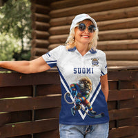 Custom Finland Ice Hockey Lion Mascot Women Polo Shirt Sporty Style Come on Leijonat