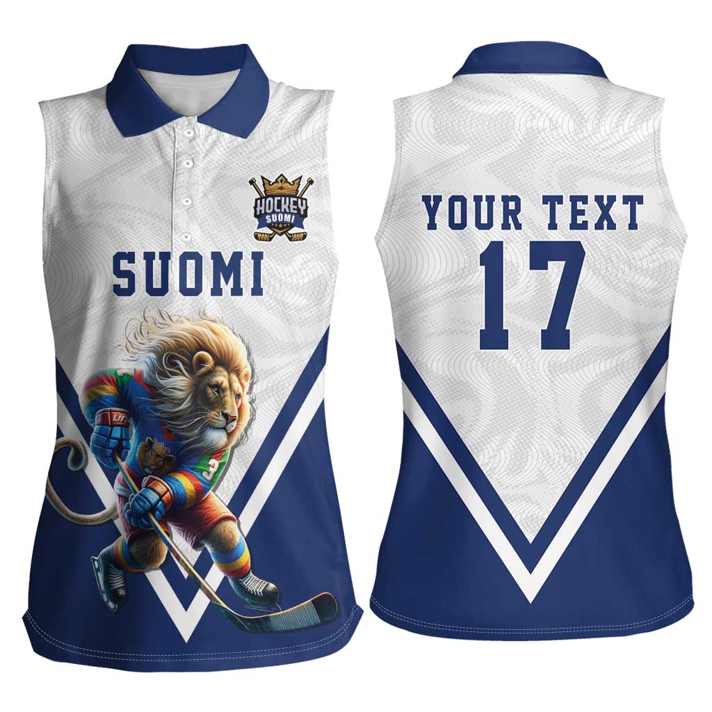 Custom Finland Ice Hockey Lion Mascot Women Sleeveless Polo Shirt Sporty Style Come on Leijonat
