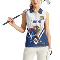 Custom Finland Ice Hockey Lion Mascot Women Sleeveless Polo Shirt Sporty Style Come on Leijonat