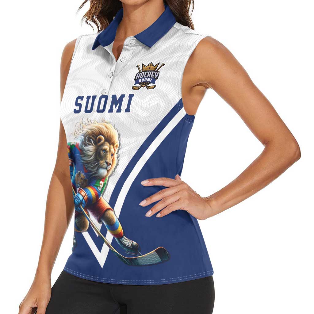 Custom Finland Ice Hockey Lion Mascot Women Sleeveless Polo Shirt Sporty Style Come on Leijonat