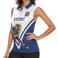 Custom Finland Ice Hockey Lion Mascot Women Sleeveless Polo Shirt Sporty Style Come on Leijonat