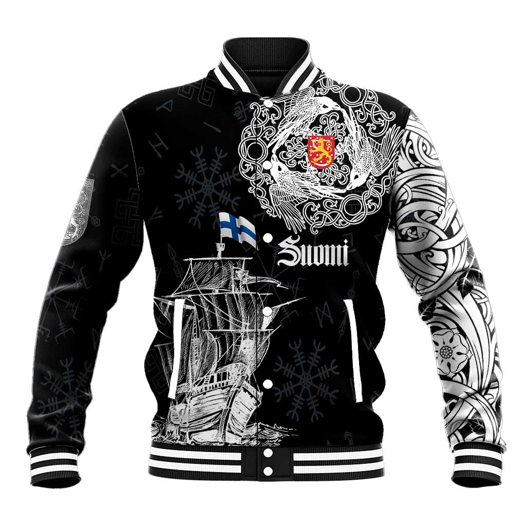 Finland Vikings Culture Baseball Jacket Suomi Viking Ships
