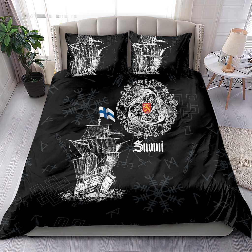 Finland Vikings Culture Bedding Set Suomi Viking Ships
