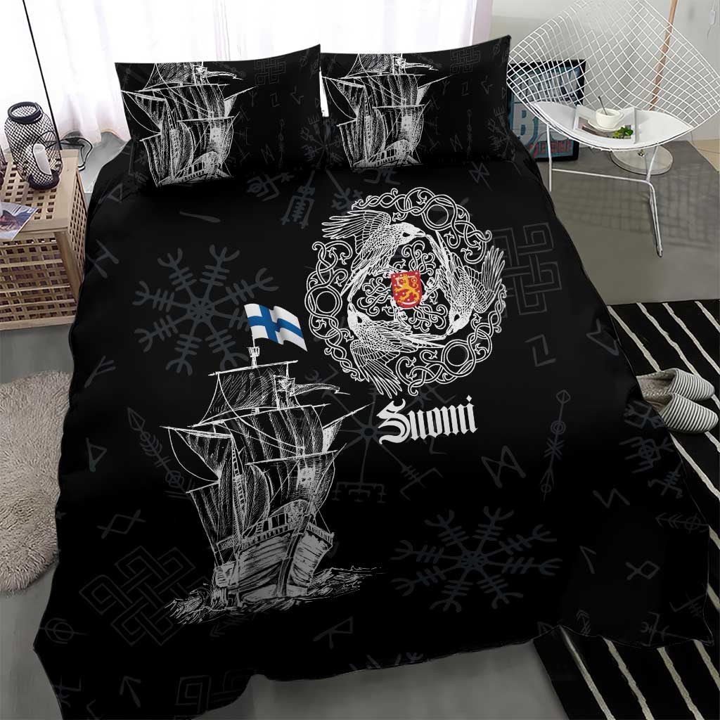 Finland Vikings Culture Bedding Set Suomi Viking Ships