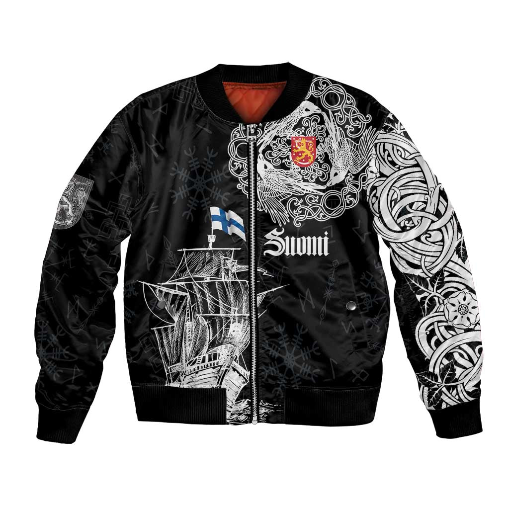 Finland Vikings Culture Bomber Jacket Suomi Viking Ships