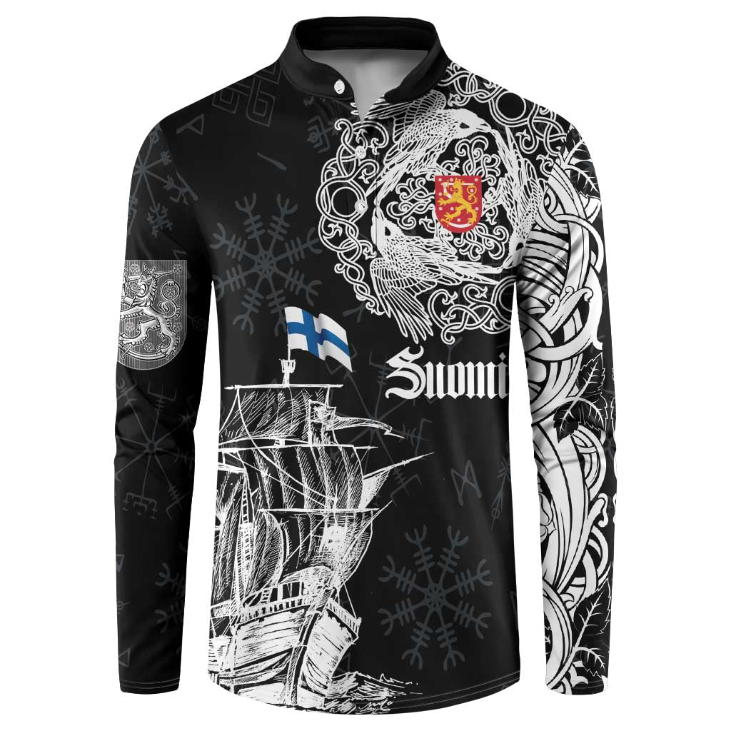 Finland Vikings Culture Button Sweatshirt Suomi Viking Ships