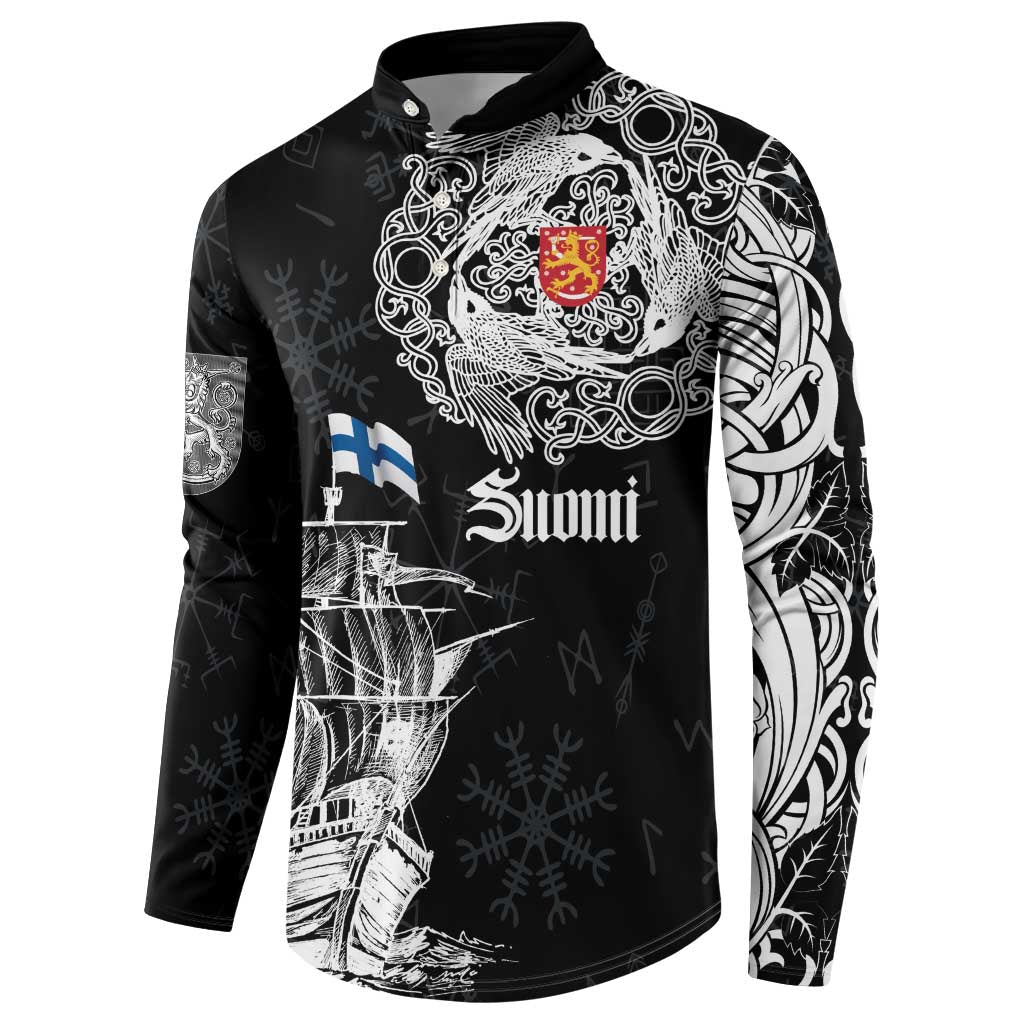 Finland Vikings Culture Button Sweatshirt Suomi Viking Ships