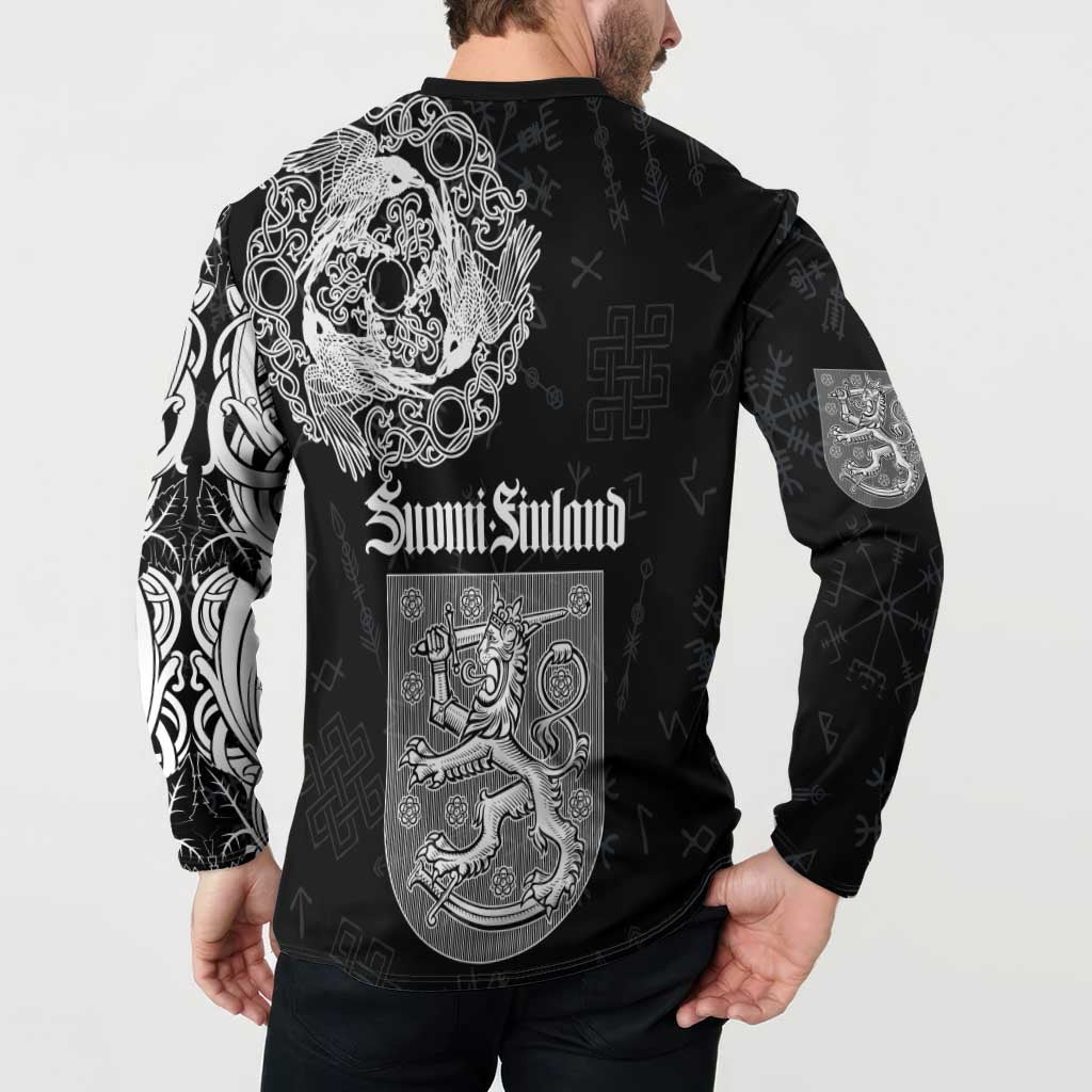 Finland Vikings Culture Button Sweatshirt Suomi Viking Ships