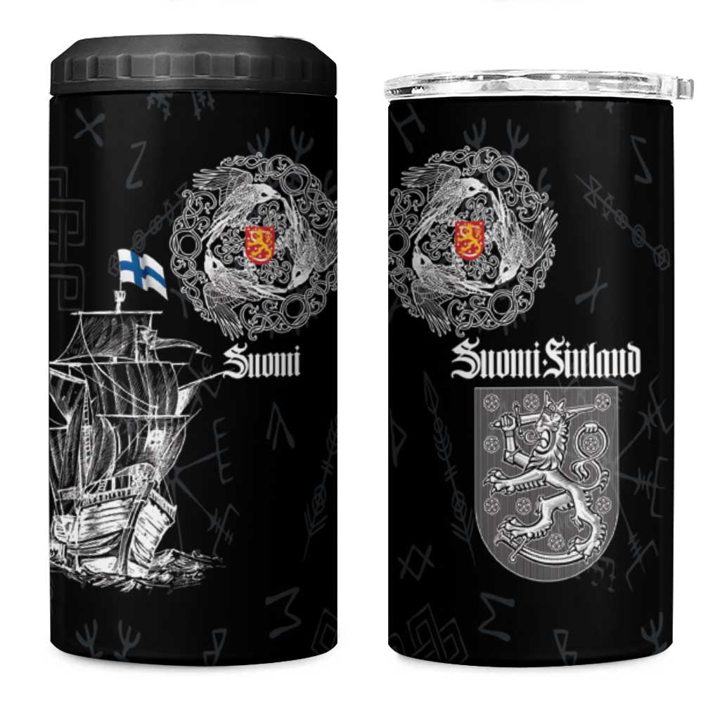 Finland Vikings Culture 4 in 1 Can Cooler Tumbler Suomi Viking Ships