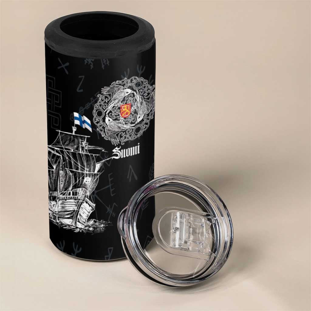 Finland Vikings Culture 4 in 1 Can Cooler Tumbler Suomi Viking Ships