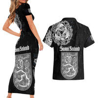 Finland Vikings Culture Couples Matching Short Sleeve Bodycon Dress and Hawaiian Shirt Suomi Viking Ships