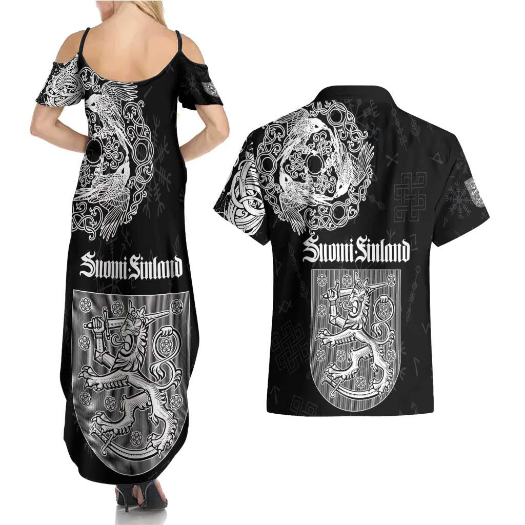 Finland Vikings Culture Couples Matching Summer Maxi Dress and Hawaiian Shirt Suomi Viking Ships
