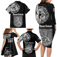 Finland Vikings Culture Family Matching Long Sleeve Bodycon Dress and Hawaiian Shirt Suomi Viking Ships