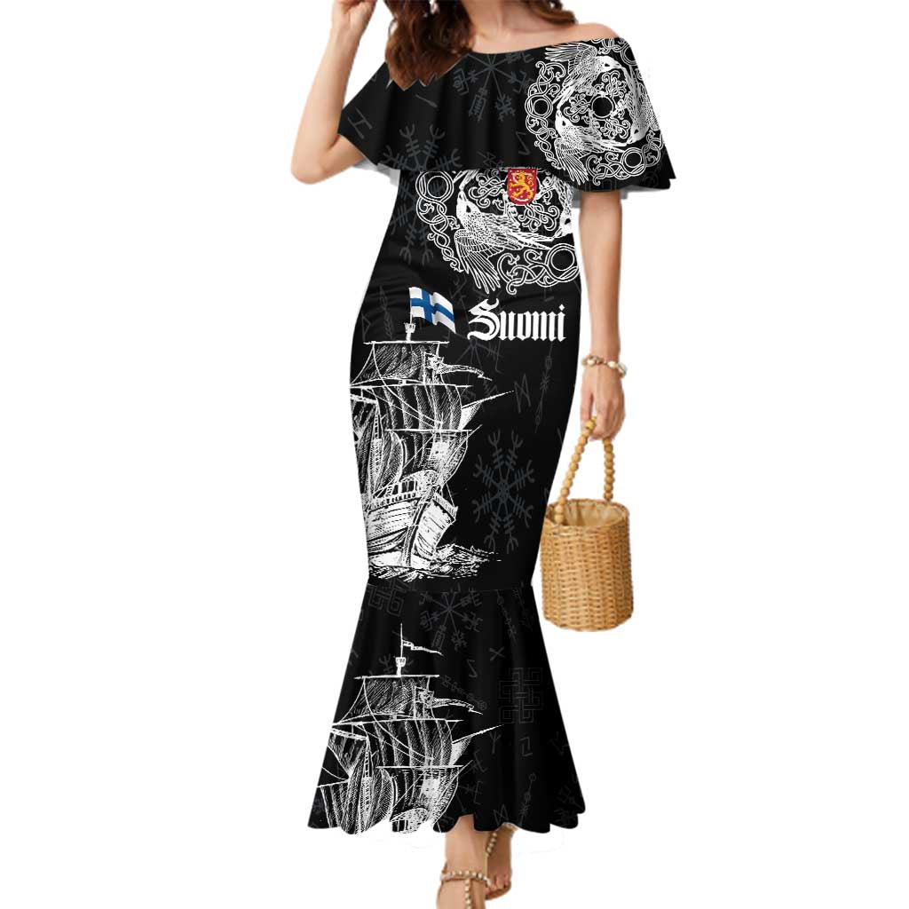 Finland Vikings Culture Family Matching Mermaid Dress and Hawaiian Shirt Suomi Viking Ships