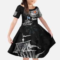 Finland Vikings Culture Family Matching Off The Shoulder Long Sleeve Dress and Hawaiian Shirt Suomi Viking Ships