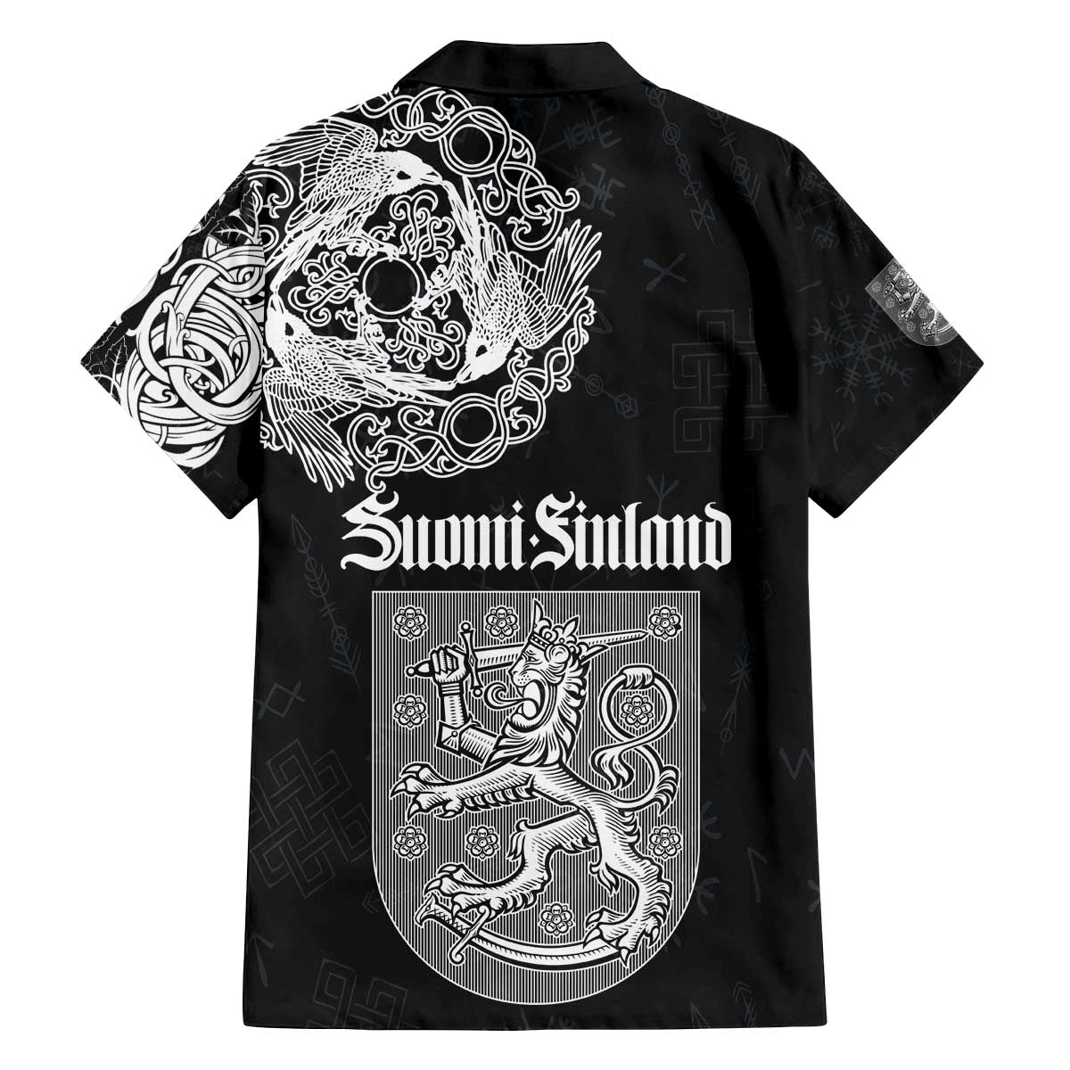Finland Vikings Culture Family Matching Off The Shoulder Long Sleeve Dress and Hawaiian Shirt Suomi Viking Ships