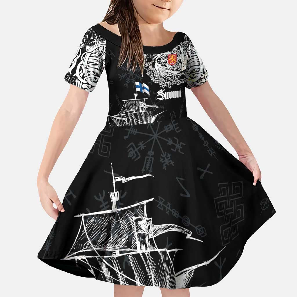 Finland Vikings Culture Family Matching Off Shoulder Maxi Dress and Hawaiian Shirt Suomi Viking Ships