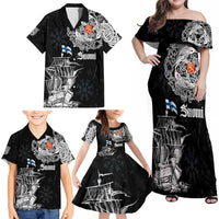 Finland Vikings Culture Family Matching Off Shoulder Maxi Dress and Hawaiian Shirt Suomi Viking Ships