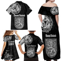 Finland Vikings Culture Family Matching Off Shoulder Maxi Dress and Hawaiian Shirt Suomi Viking Ships