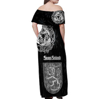 Finland Vikings Culture Family Matching Off Shoulder Maxi Dress and Hawaiian Shirt Suomi Viking Ships
