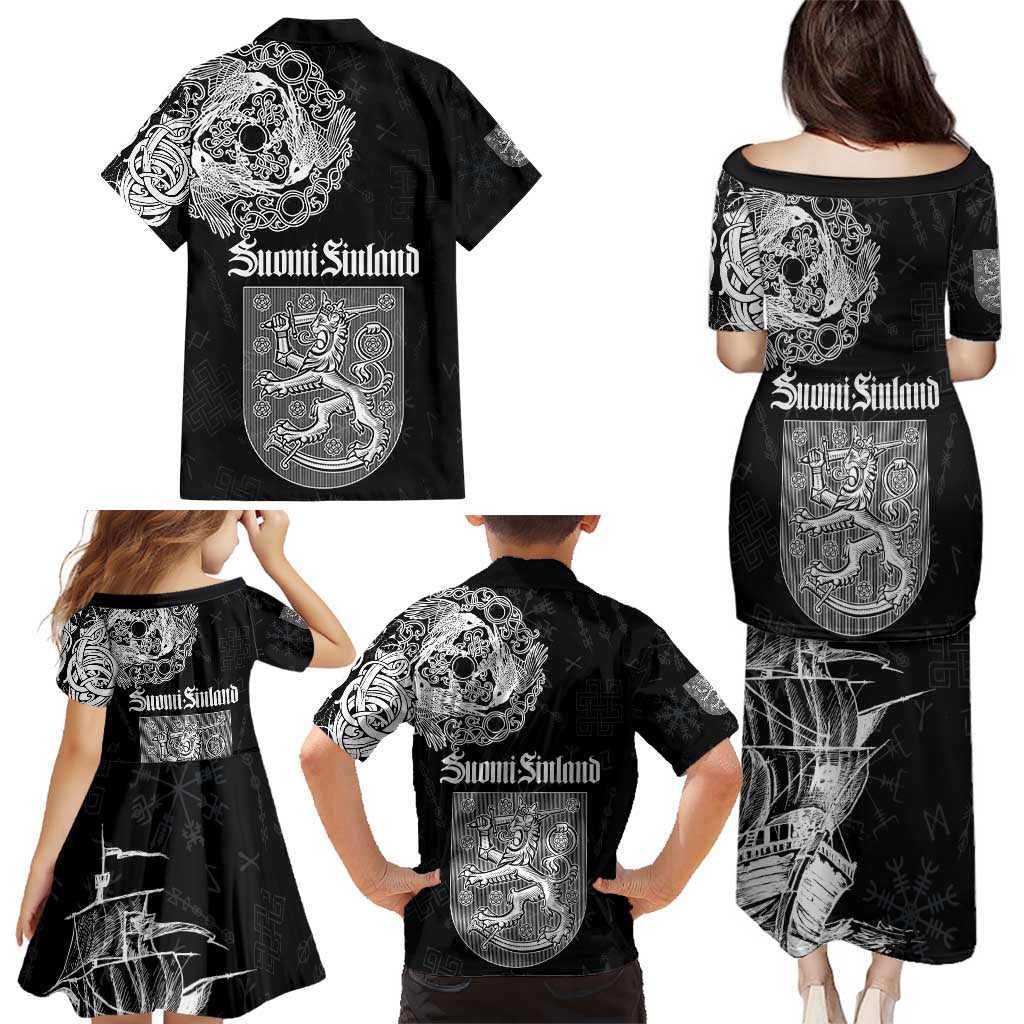 Finland Vikings Culture Family Matching Puletasi and Hawaiian Shirt Suomi Viking Ships