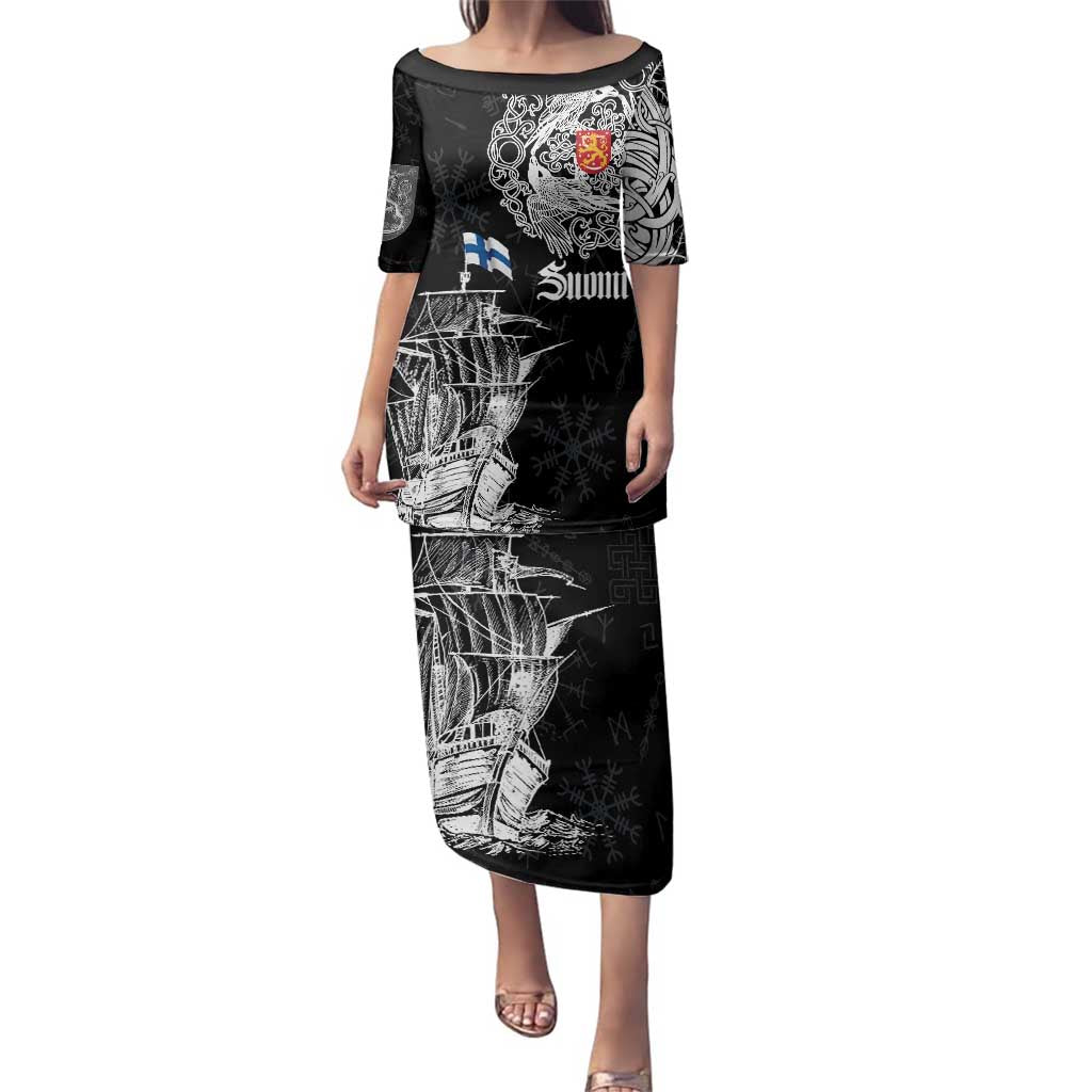 Finland Vikings Culture Family Matching Puletasi and Hawaiian Shirt Suomi Viking Ships