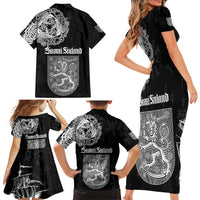 Finland Vikings Culture Family Matching Short Sleeve Bodycon Dress and Hawaiian Shirt Suomi Viking Ships