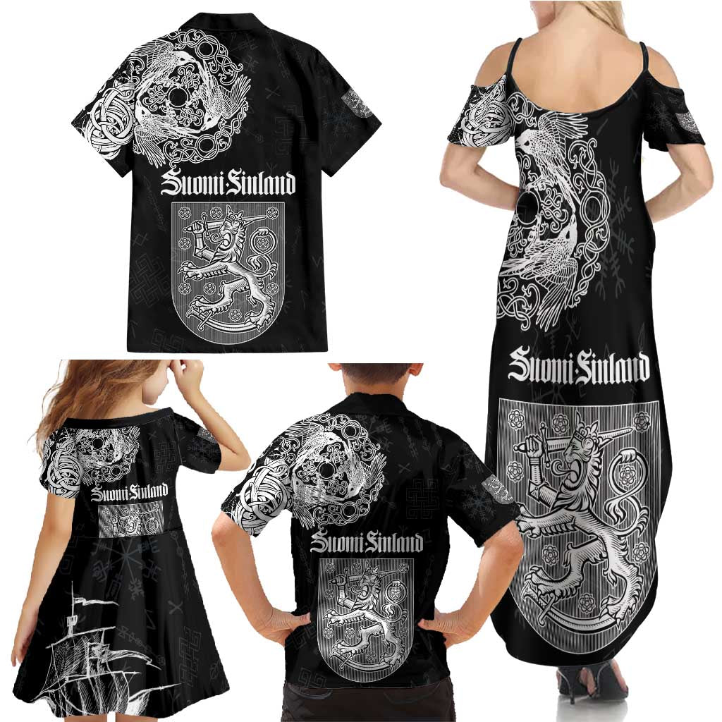 Finland Vikings Culture Family Matching Summer Maxi Dress and Hawaiian Shirt Suomi Viking Ships