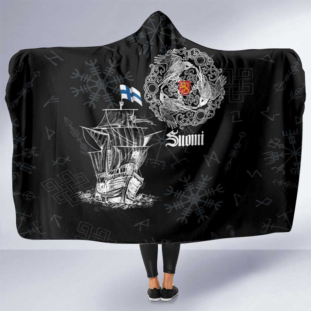 Finland Vikings Culture Hooded Blanket Suomi Viking Ships