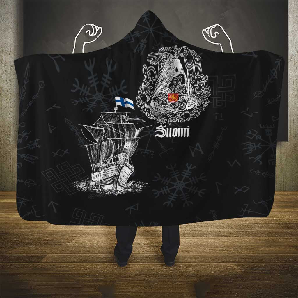 Finland Vikings Culture Hooded Blanket Suomi Viking Ships