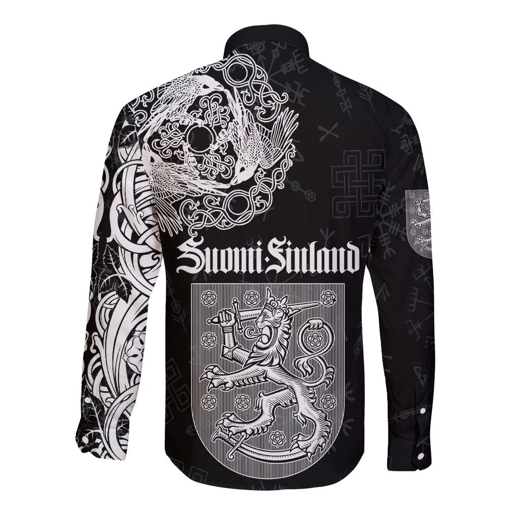 Finland Vikings Culture Long Sleeve Button Shirt Suomi Viking Ships