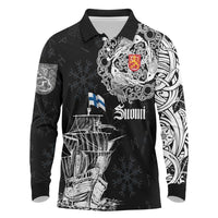 Finland Vikings Culture Long Sleeve Polo Shirt Suomi Viking Ships