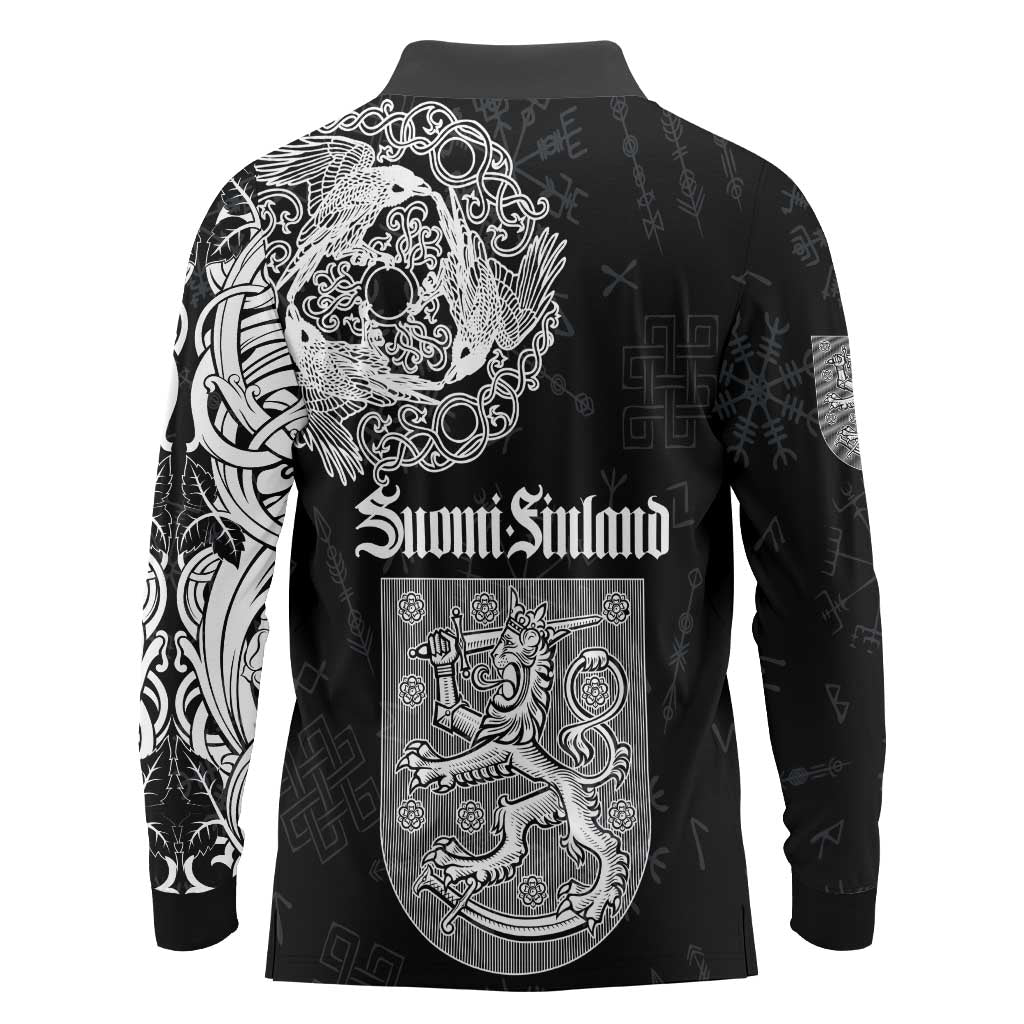 Finland Vikings Culture Long Sleeve Polo Shirt Suomi Viking Ships