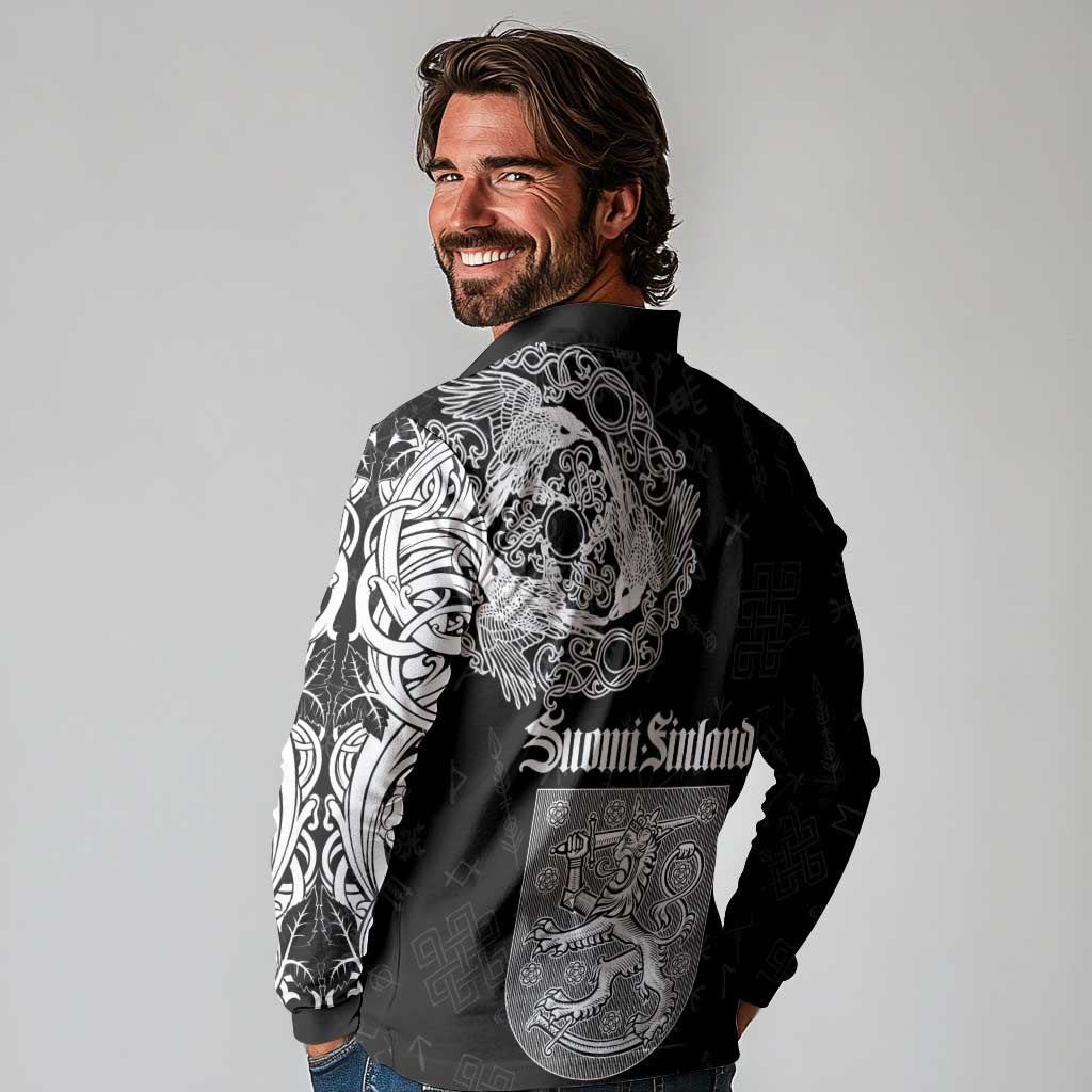 Finland Vikings Culture Long Sleeve Polo Shirt Suomi Viking Ships