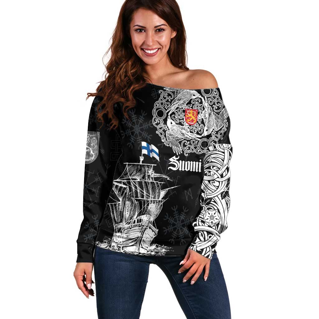 Finland Vikings Culture Off Shoulder Sweater Suomi Viking Ships