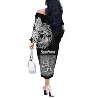 Finland Vikings Culture Off The Shoulder Long Sleeve Dress Suomi Viking Ships