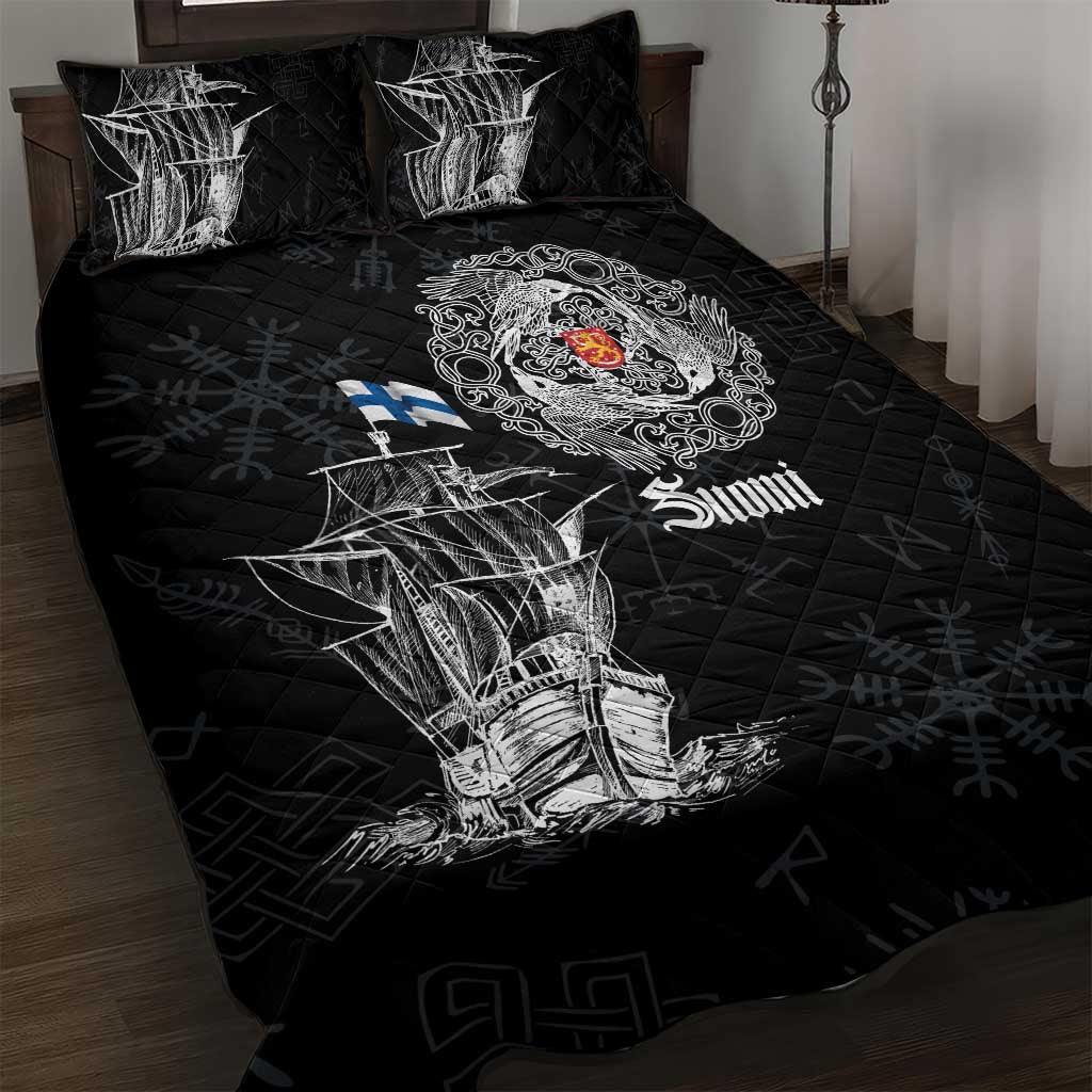 Finland Vikings Culture Quilt Bed Set Suomi Viking Ships