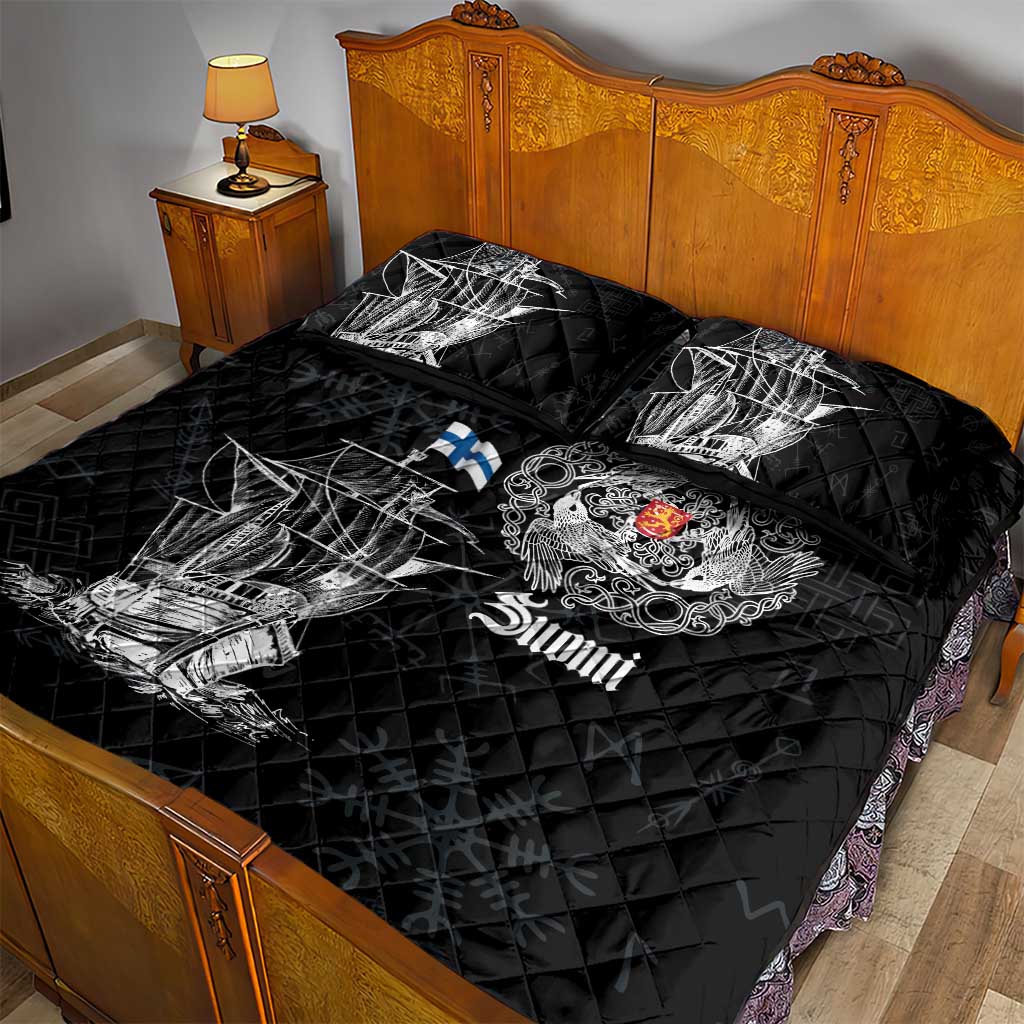 Finland Vikings Culture Quilt Bed Set Suomi Viking Ships