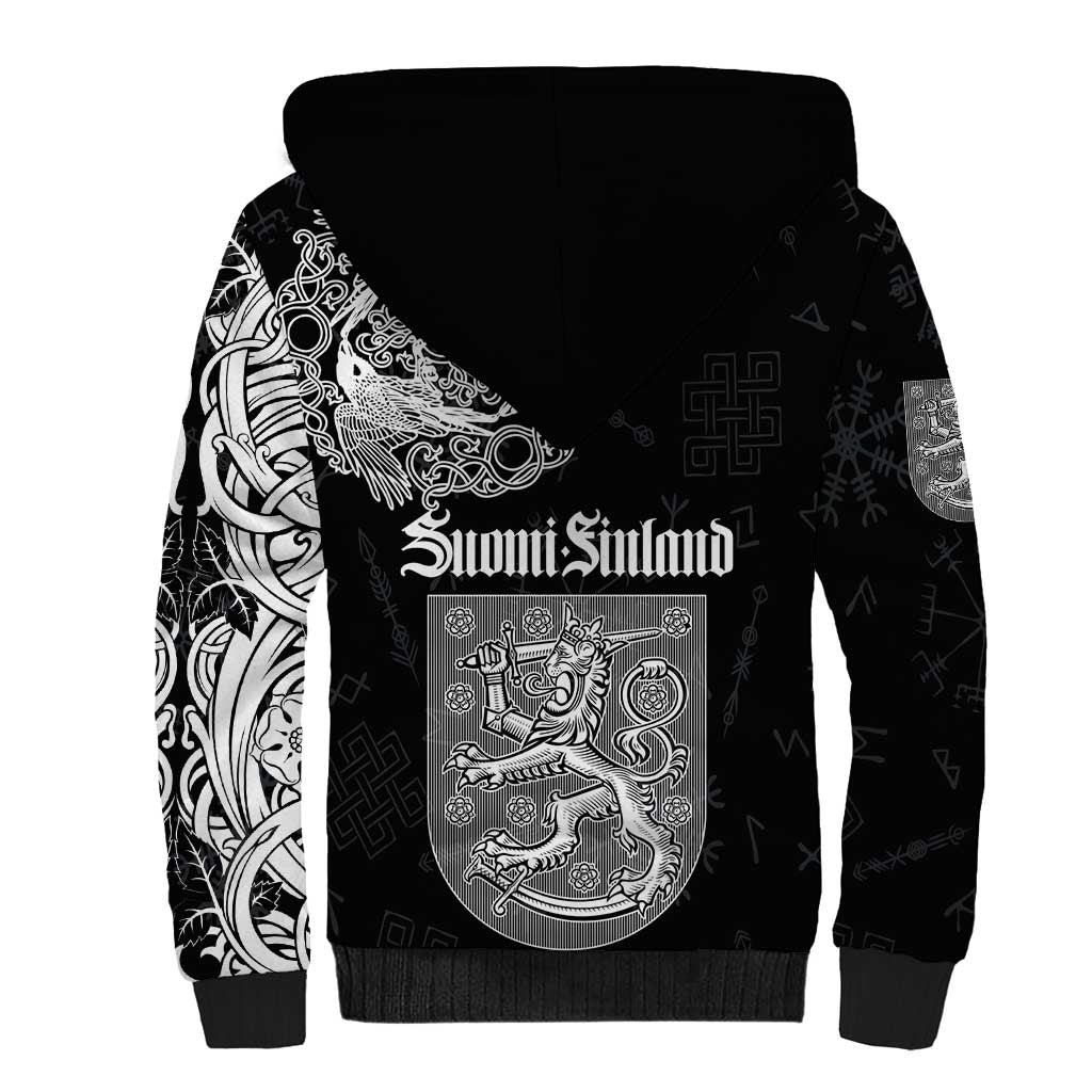 Finland Vikings Culture Sherpa Hoodie Suomi Viking Ships