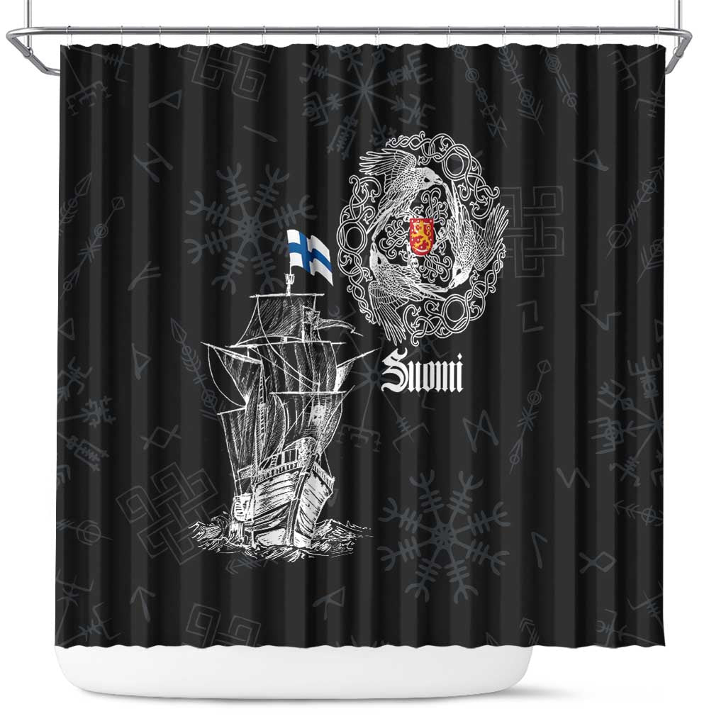 Finland Vikings Culture Shower Curtain Suomi Viking Ships