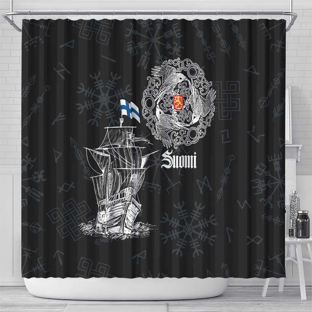 Finland Vikings Culture Shower Curtain Suomi Viking Ships