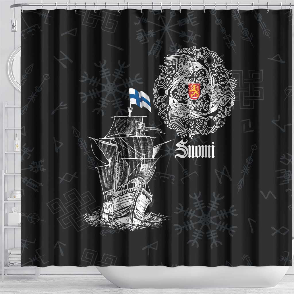Finland Vikings Culture Shower Curtain Suomi Viking Ships