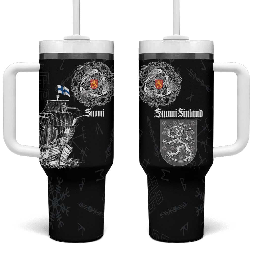 Finland Vikings Culture Tumbler With Handle Suomi Viking Ships