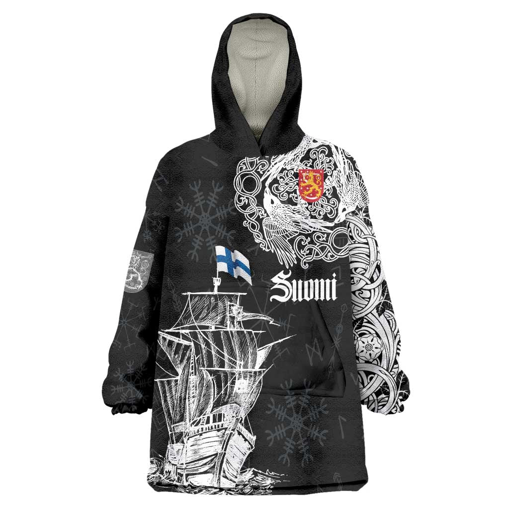 Finland Vikings Culture Wearable Blanket Hoodie Suomi Viking Ships