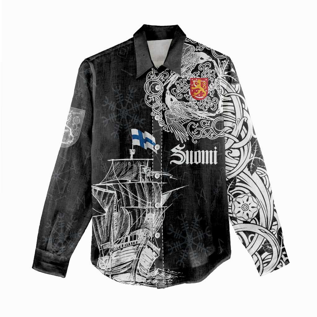 Finland Vikings Culture Women Casual Shirt Suomi Viking Ships