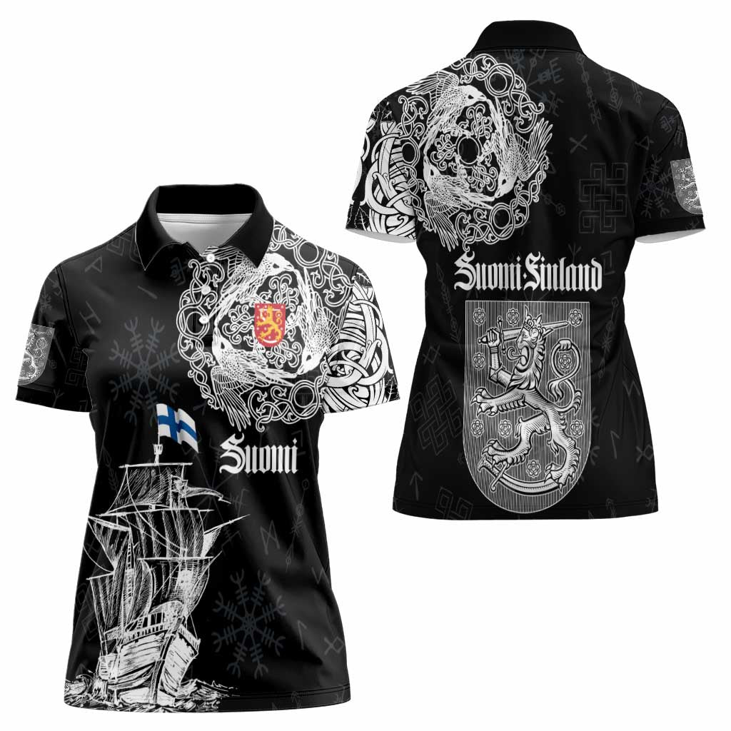 Finland Vikings Culture Women Polo Shirt Suomi Viking Ships
